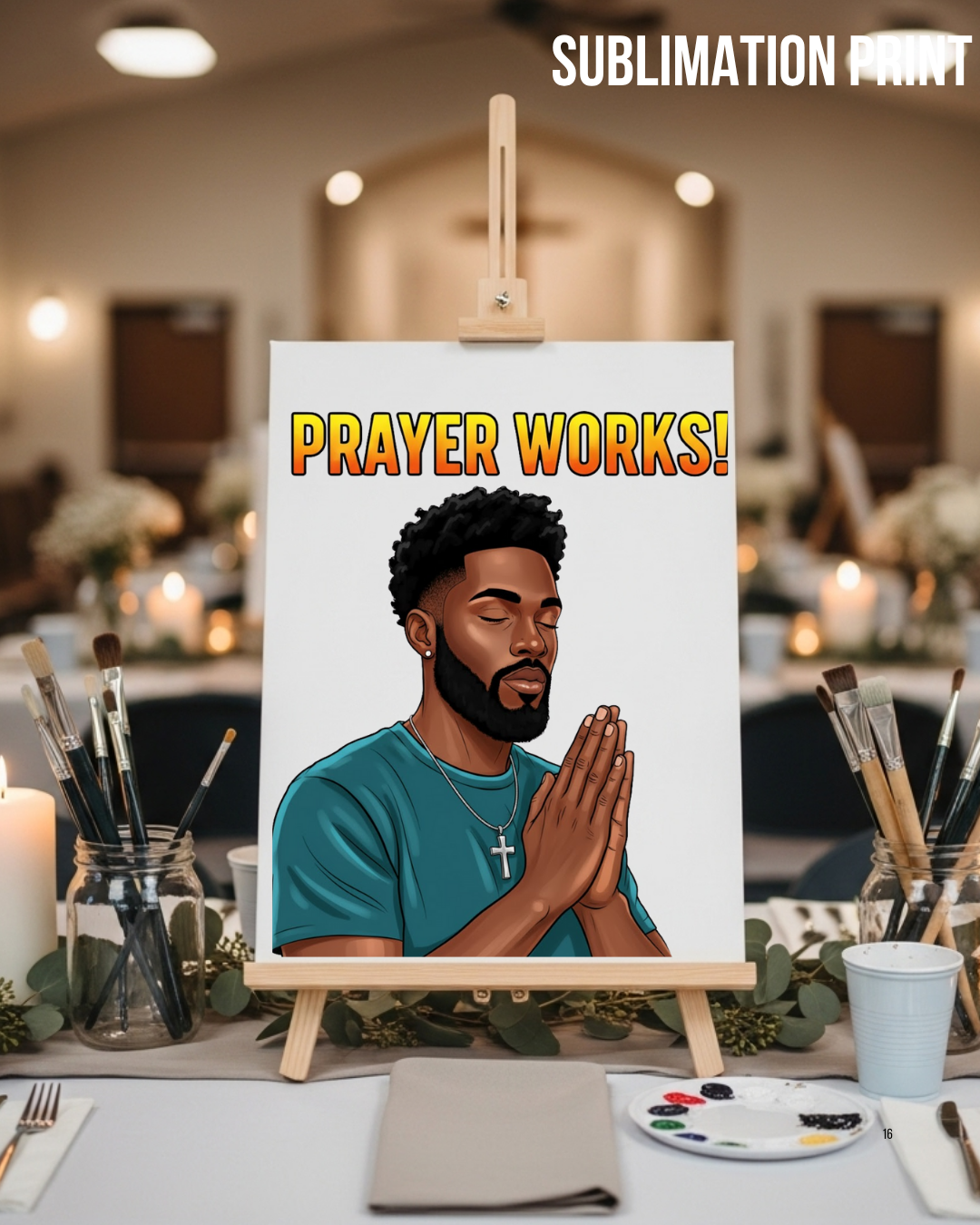 (SUBLIMATION) Sketch Transfer- (Man) Prayer Works