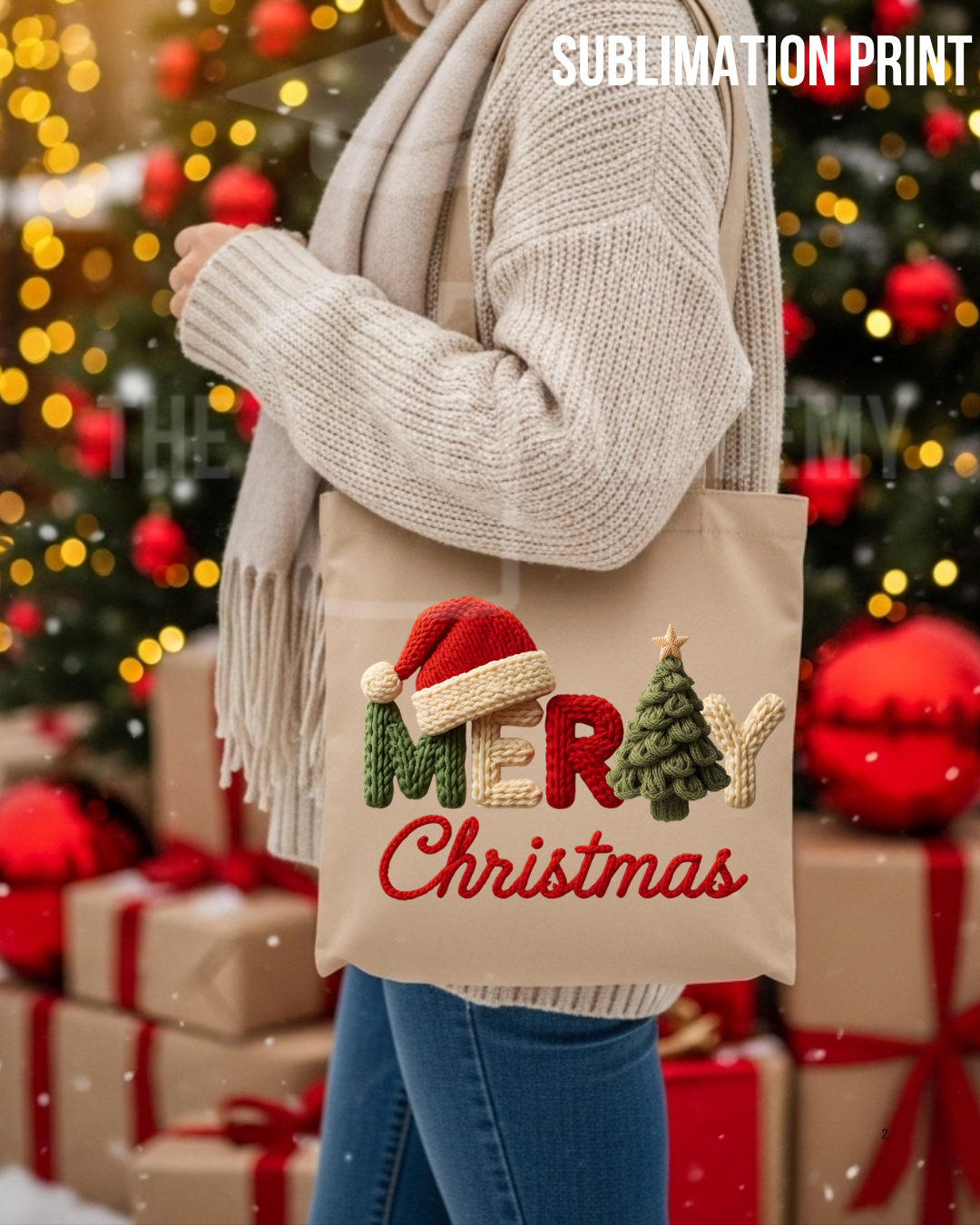 (SUBLIMATION) (Yarn Font) Merry Christmas
