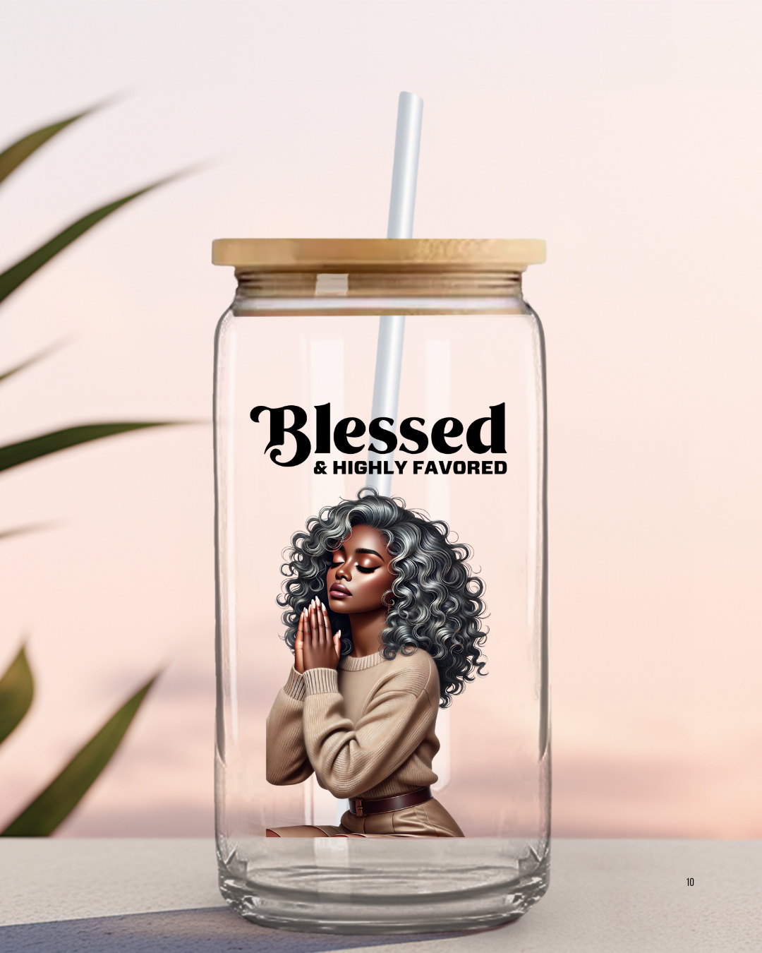 UV DTF Cup Decal - (Woman) Blessed & Highly Favored