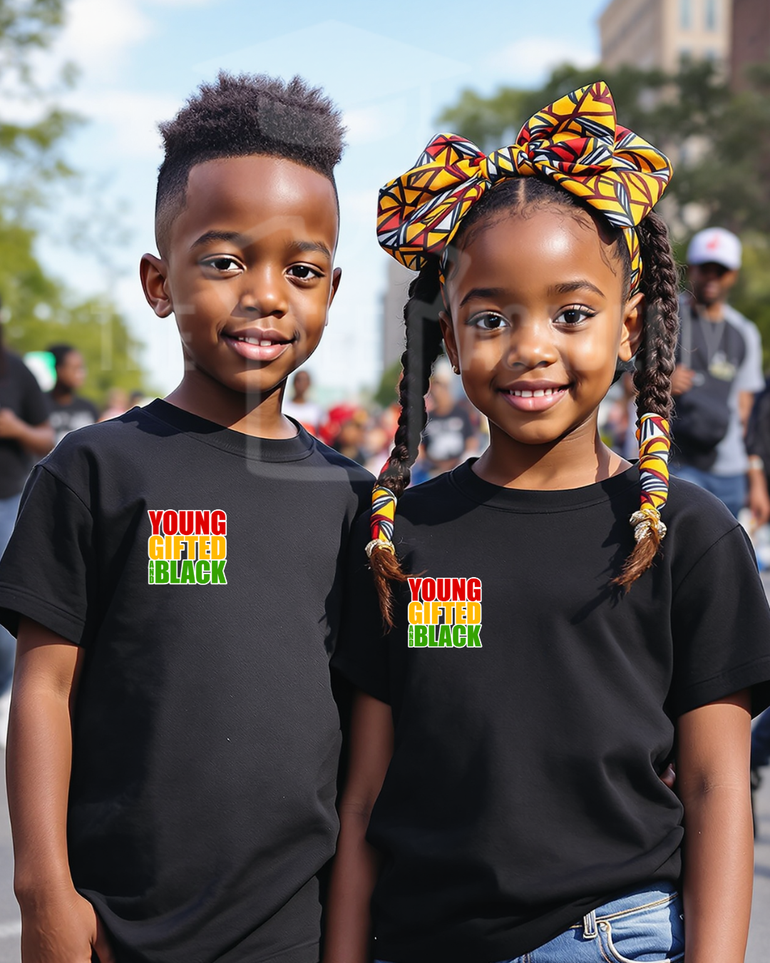 (Kids) (Pocket) Young, Giflted,Black- Matte Clear Film Screen Print Transfer