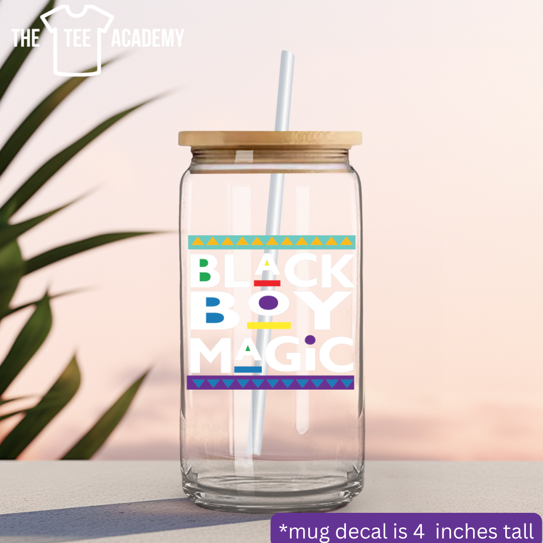 UV DTF Cup Decal- (Martin Font) Black Boy Magic Kids