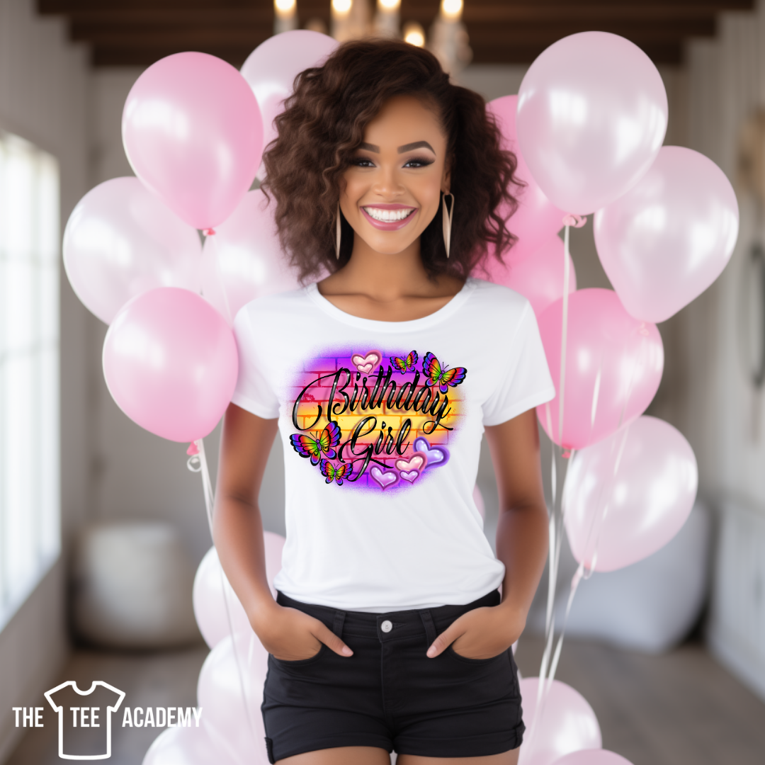 Butterfly Birthday Girl - Matte Clear Film Screen Print Transfer