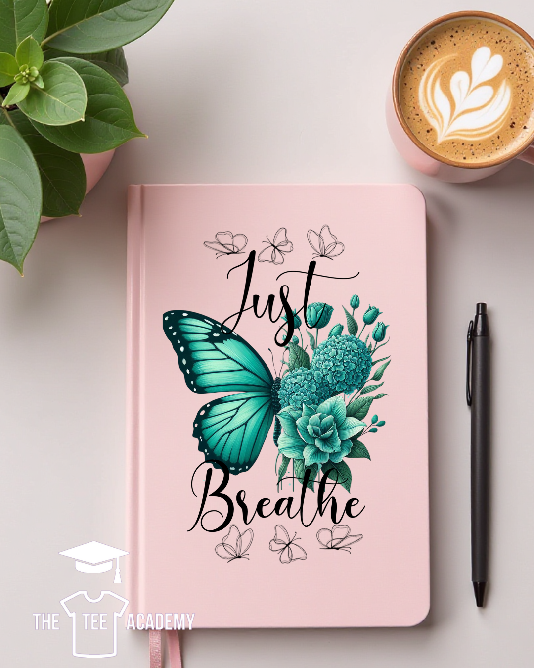 UV DTF Planner Cover Decal - Just Breathe (Turquoise Butterfly)