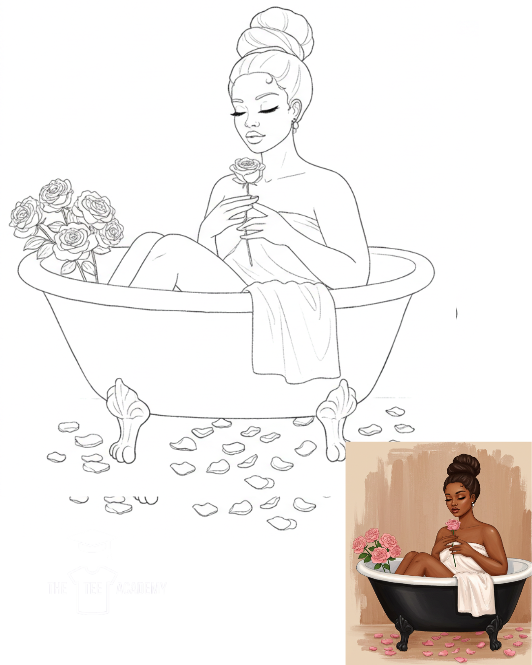 (Sketch Art) Bath Time Babe- Screen Print Transfer