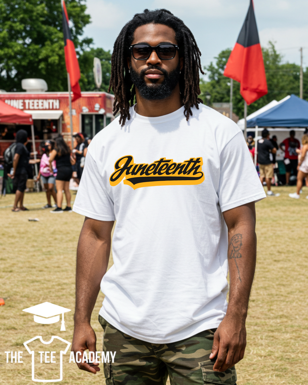 (Black & Yellow) Cursive Juneteenth- Matte Clear Film Screen Print Transfer