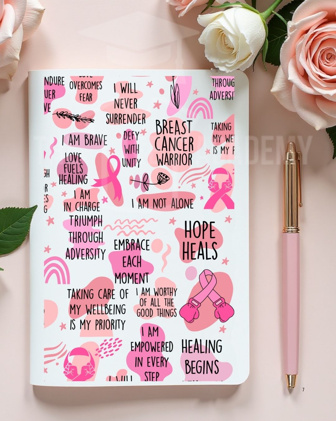 UV DTF Planner Cover Decal- Breast Cancer Affirming Words