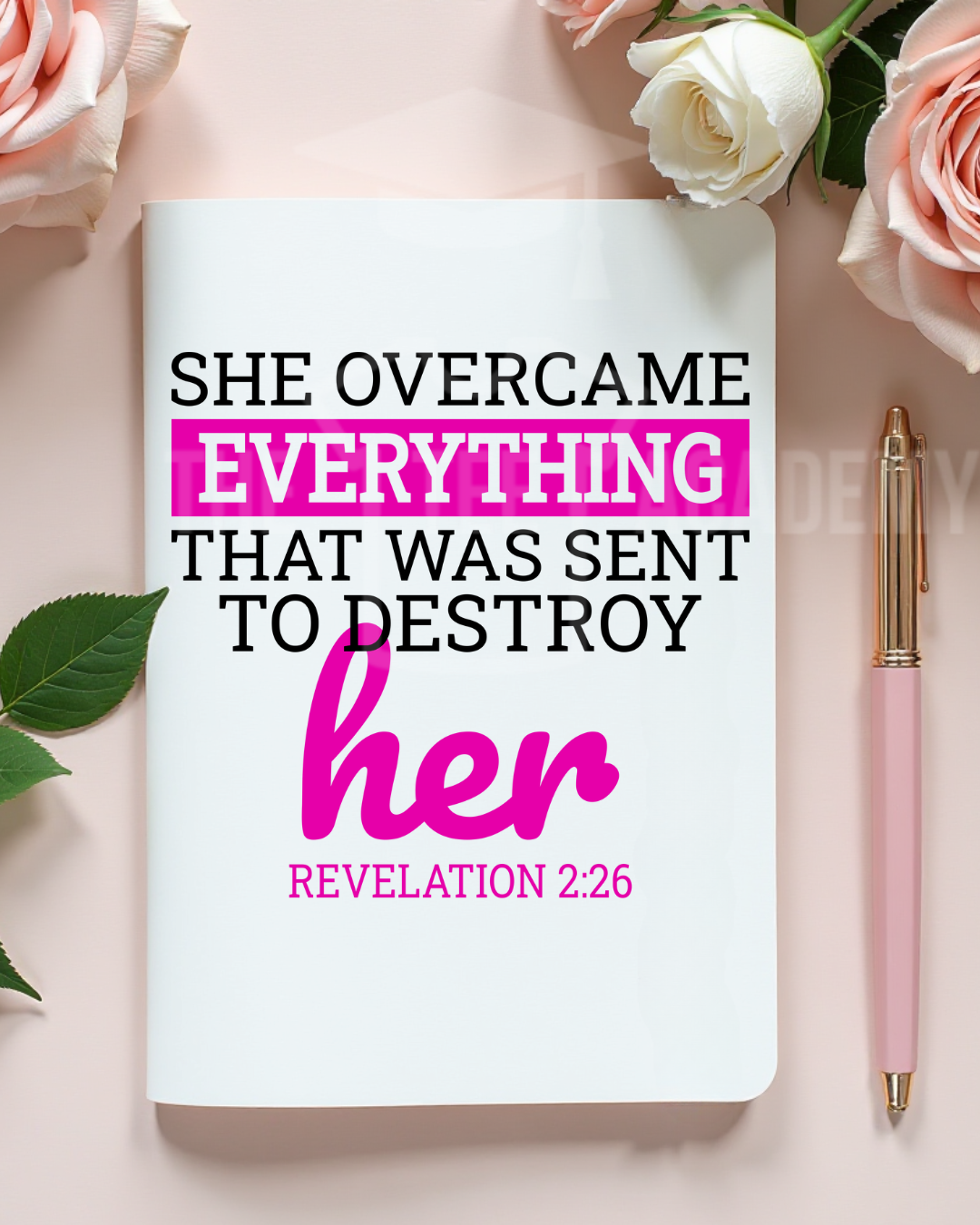UV DTF Planner Cover Decal- She Overcame Everything -NEW