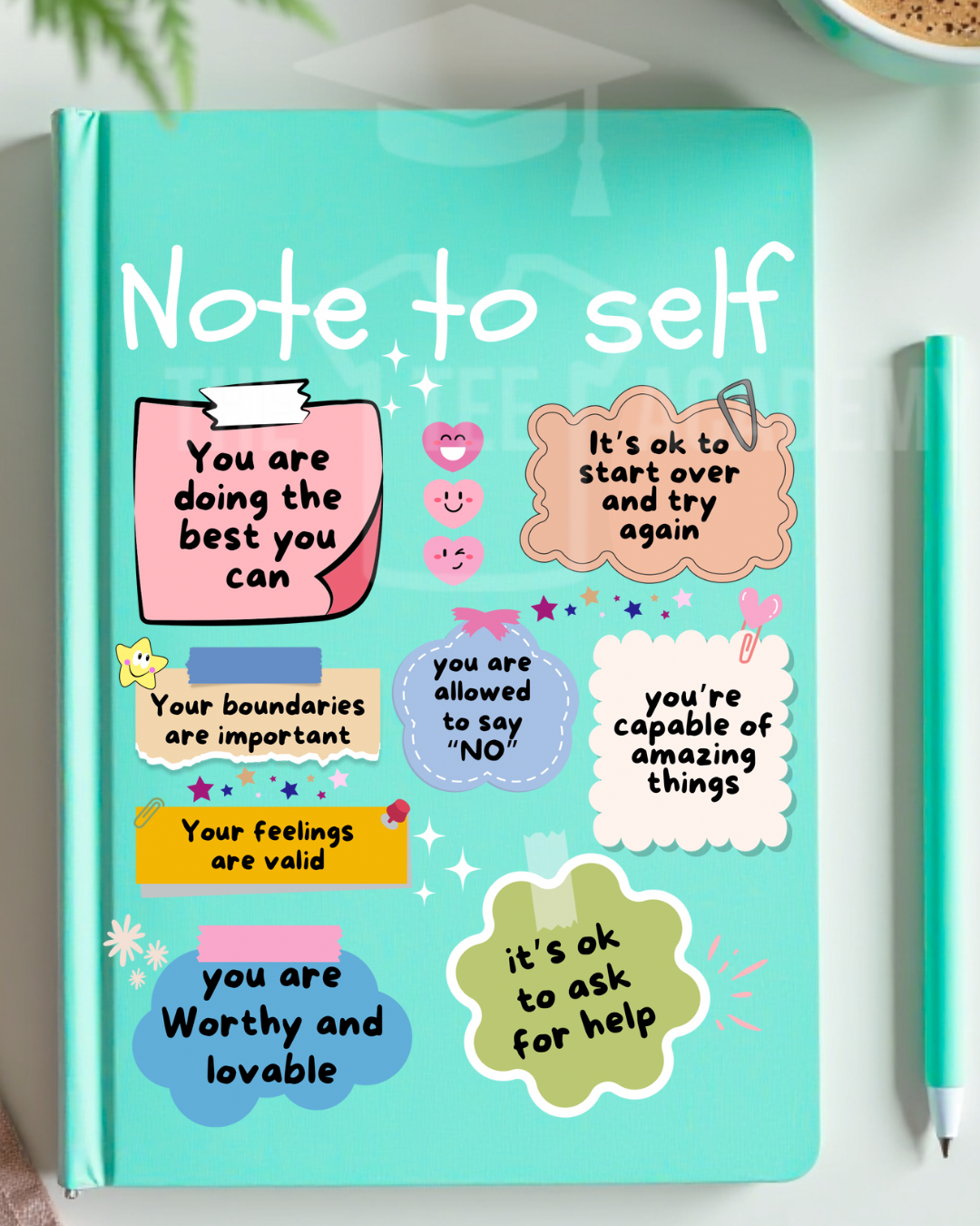 UV DTF Planner Cover Decal- Note To Self