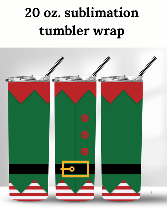 (SUBLIMATION) 20 oz. tumbler print- Elf 3D