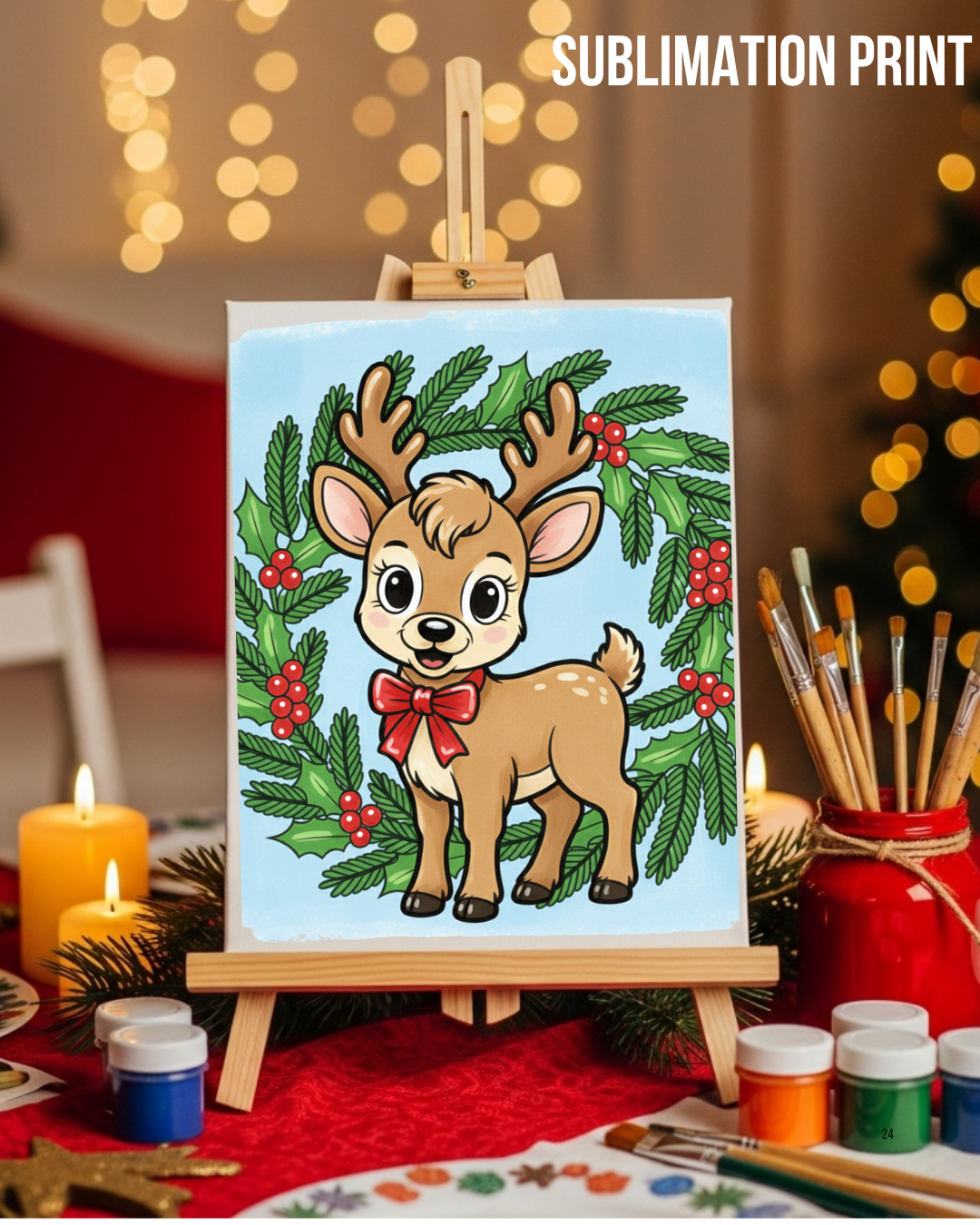 (SUBLIMATION) Sketch Transfer- Reindeer and Reef