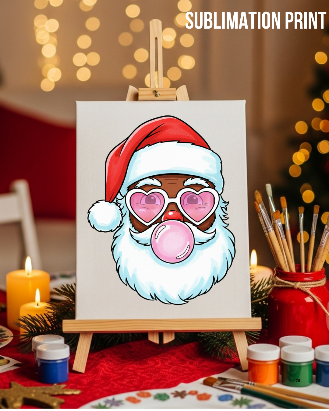 (SUBLIMATION) Sketch Transfer- Cool Santa