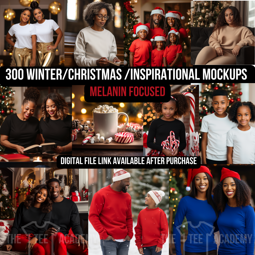 Winter/Christmas/Inspirational Mockup Bundle: Melanin Focused