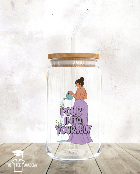 UV DTF Cup Decal- Pour Into Yourself (purple)