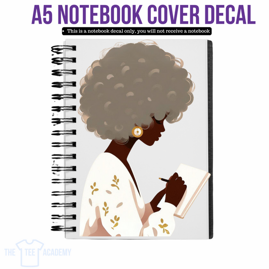 UV DTF Planner Cover Decal - Chocolate Journaling Woman