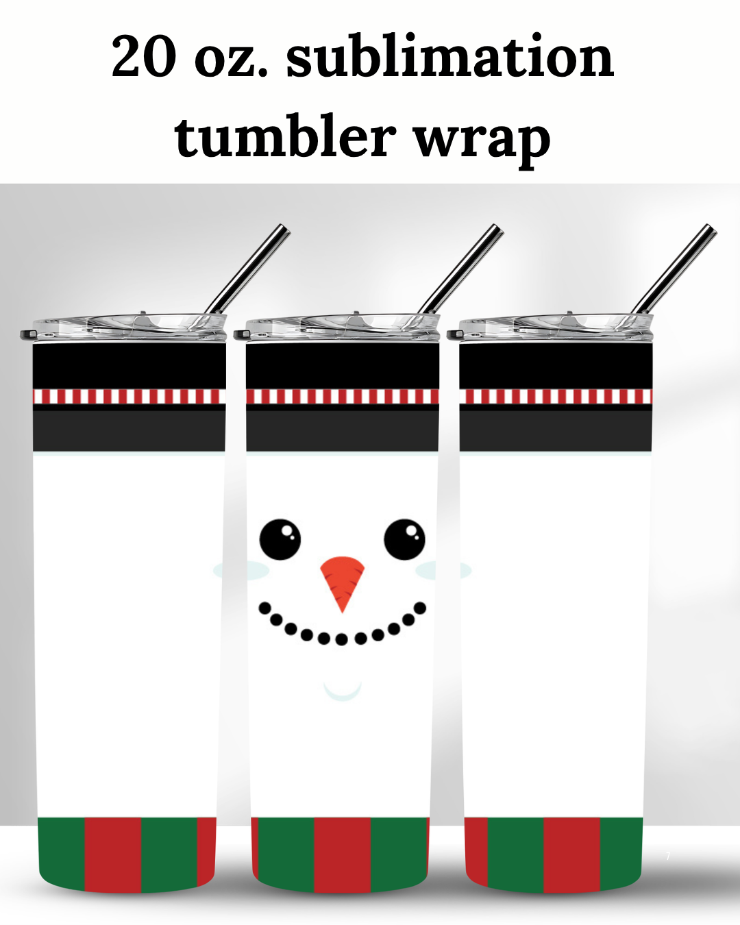 (SUBLIMATION) 20 oz. tumbler print- Snowman 3D