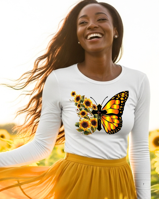 Faith Butterfly (Sunflowers)-Matte Clear Film Screen Print Transfer