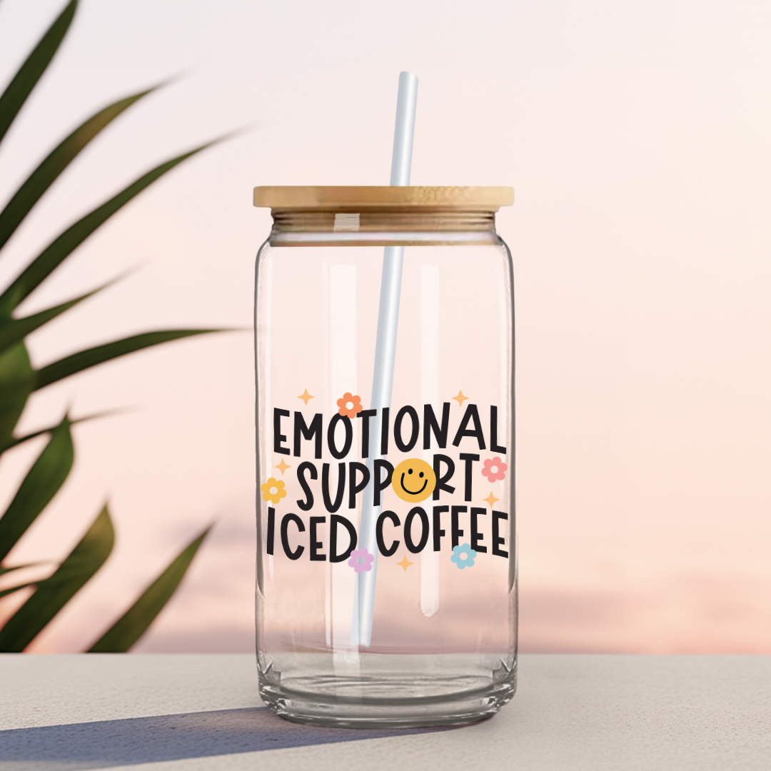 Emotional Support Ice Coffee- UV DTF Cup Decal