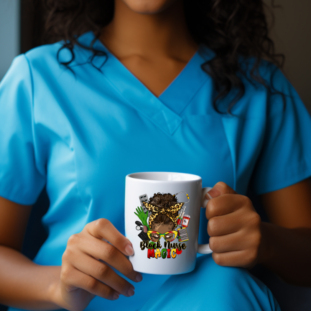 Black Nurse Magic- UV DTF Cup Decal