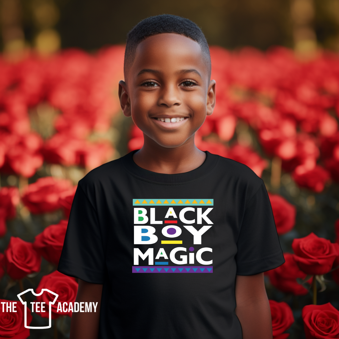 (Martin Font) Black Boy Magic kids- Matte Clear Film Screen Print Transfer