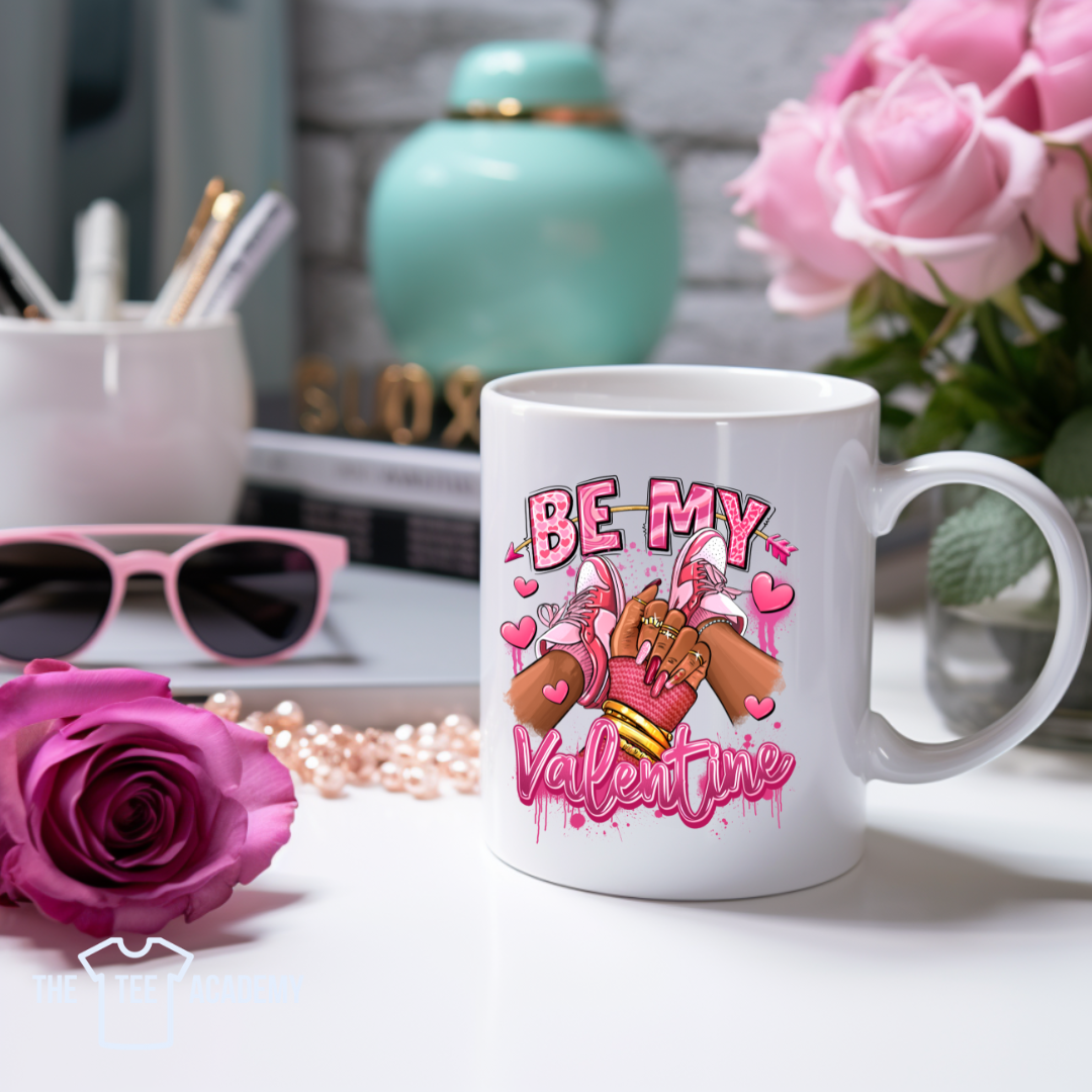 UV DTF Cup Decal- Be My Valentine (pink sneaker girl)