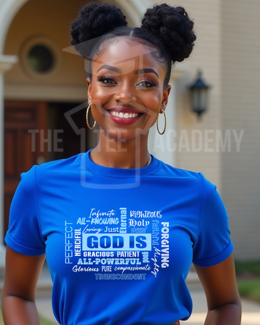 God Is; Adjectives- Matte Clear Film Screen Print Transfer