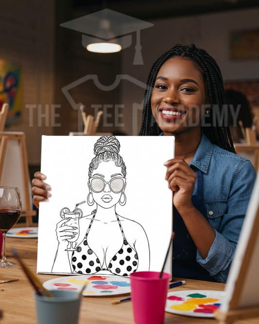(Sketch Art) Polka Dot Bikini- Screen Print Transfer