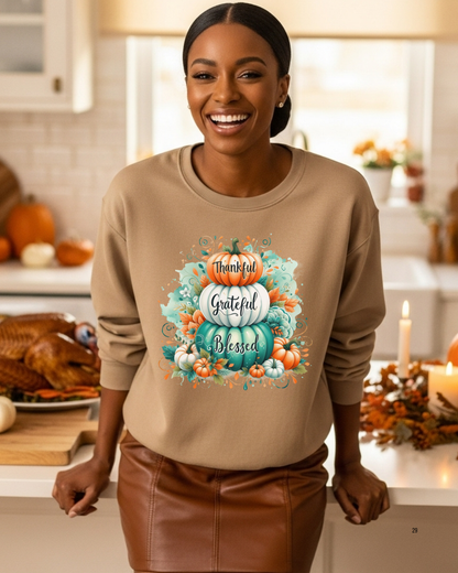 Thankful,Grateful,Blessed-Matte Clear Film Screen Print Transfer