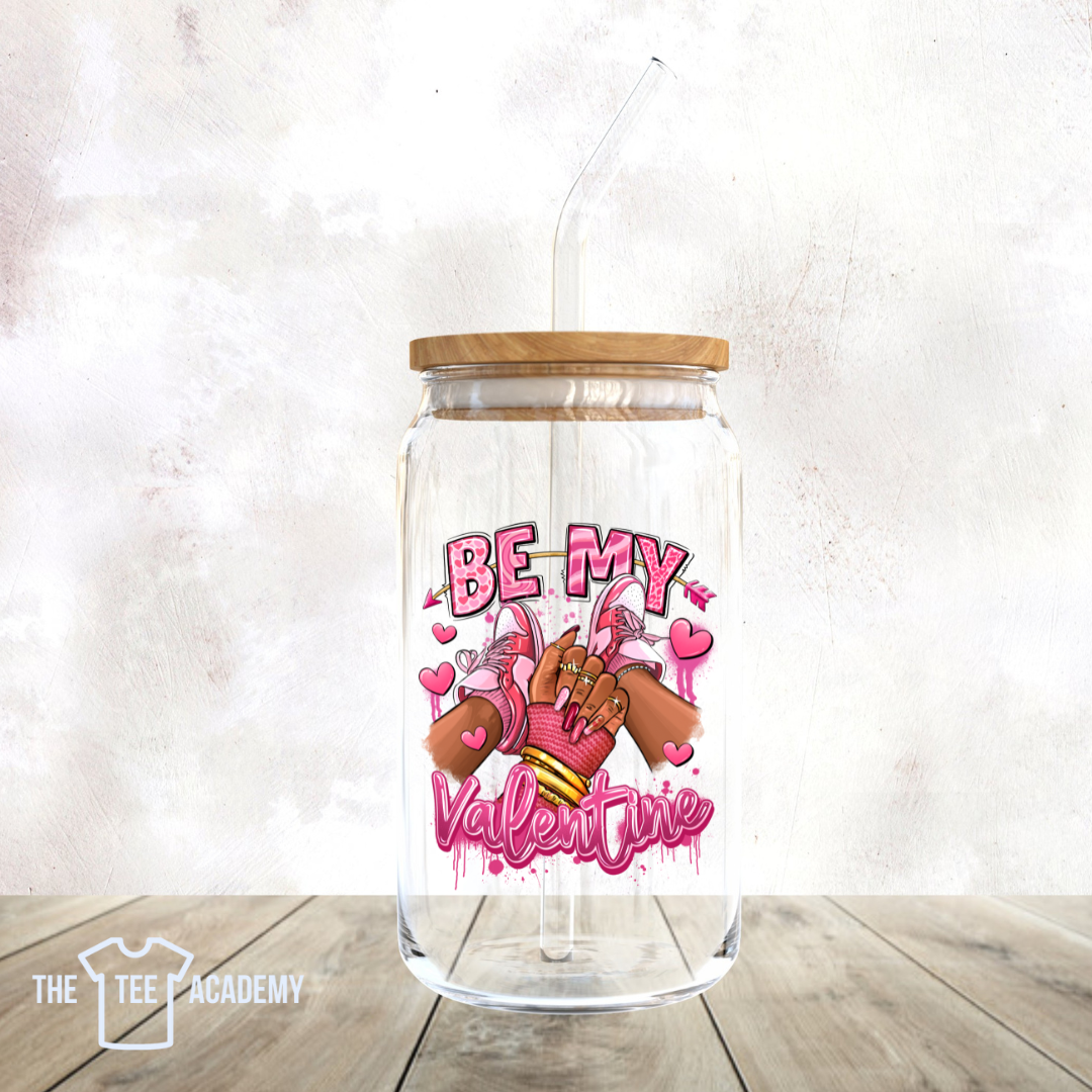 UV DTF Cup Decal- Be My Valentine (pink sneaker girl)