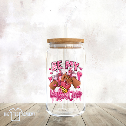 UV DTF Cup Decal- Be My Valentine (pink sneaker girl)