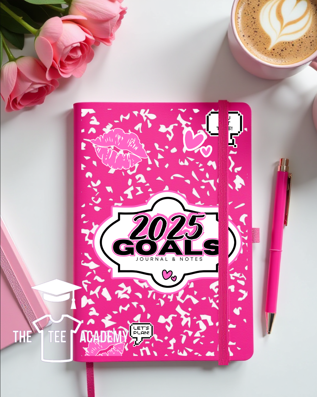 UV DTF Planner Cover Decal - 2025 Goals and Lips