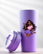 UV DTF Cup Decal - Pink and Purple Baddie (Just Graphic of the girl)
