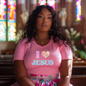 (Sparkly) I Love Jesus- Matte Clear Film Screen Print Transfer