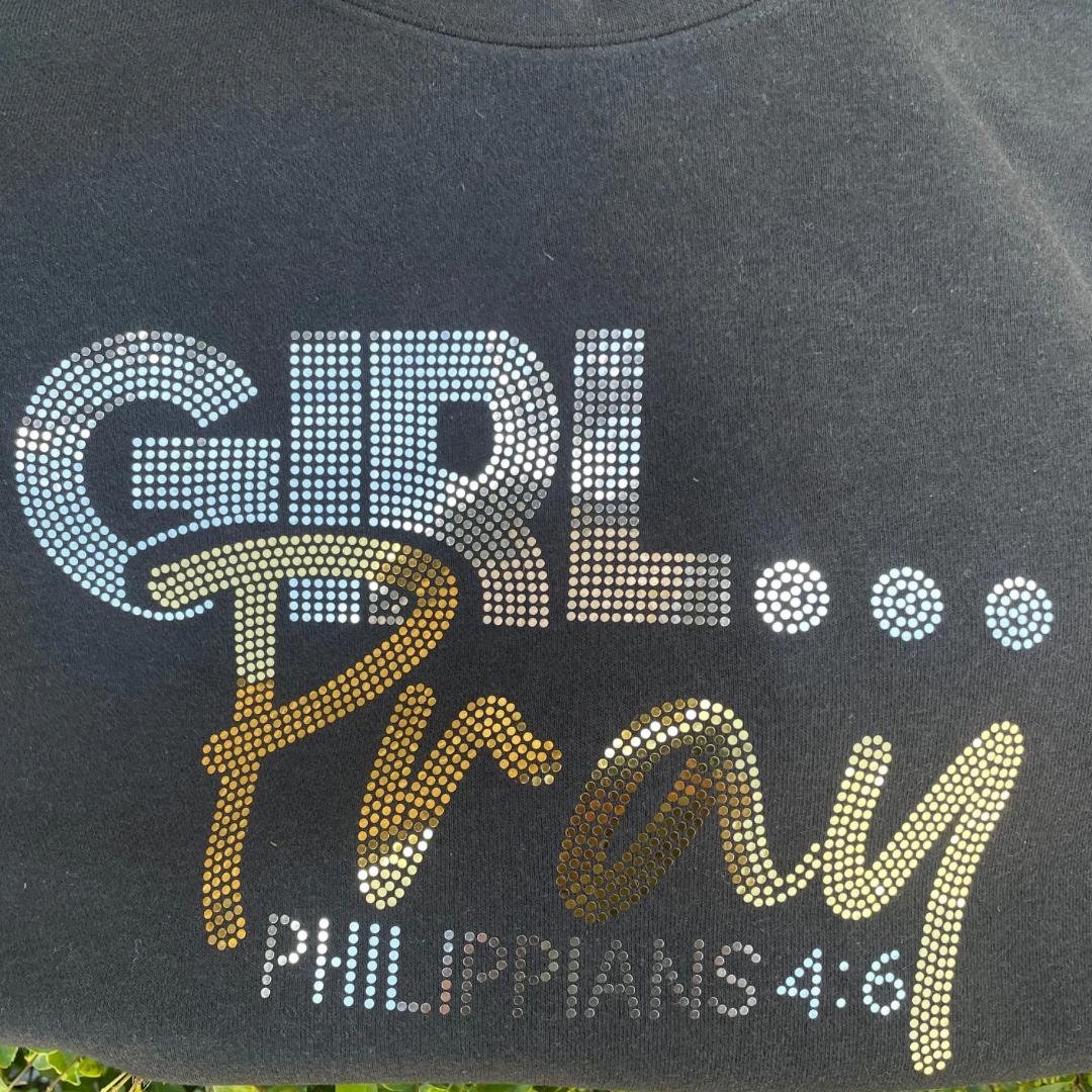 Spangle Screen Print Transfer- Girl Pray