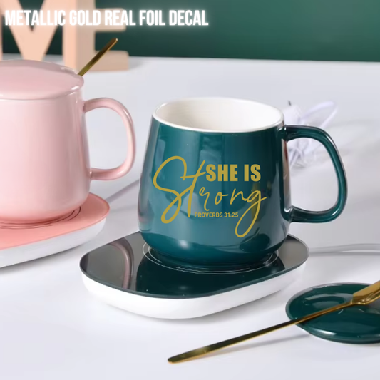 UV DTF Cup Decal - (FOIL Metallic Gold) She Is Strong