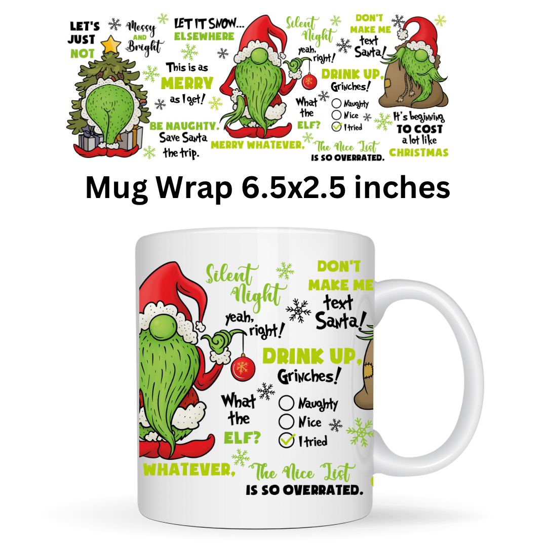 UV DTF Cup Wrap- Merry Whatever Gnome