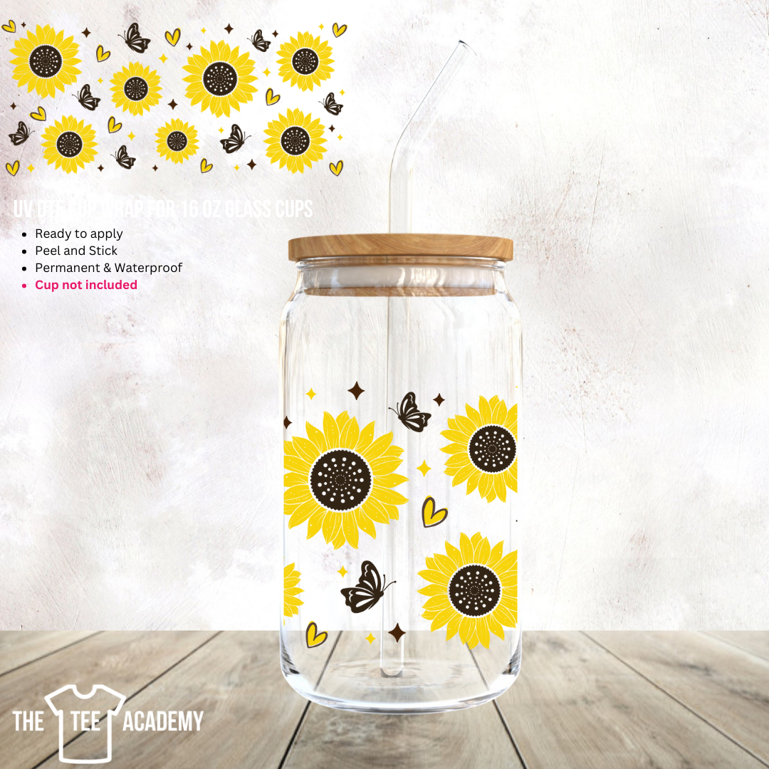 Sunflowers & Butterflies - UV DTF Cup Wrap