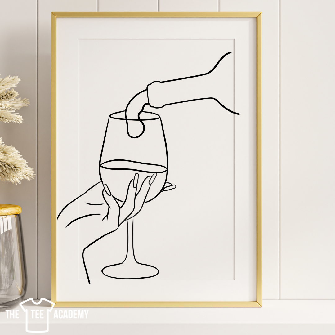 (Sketch Art) Pouring Wine - Screen Print Transfer