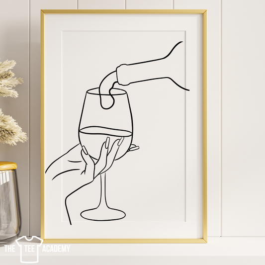 (Sketch Art) Pouring Wine - Screen Print Transfer
