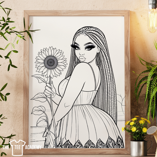 (Sketch Art) Sunflower Beauty - Screen Print Transfer