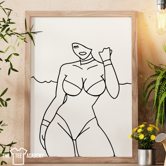 (Sketch Art) Swimsuit Babe (Body) - Screen Print Transfer