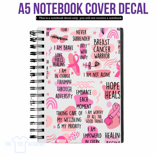 UV DTF Planner Cover Decal - Breast Cancer Affirmations