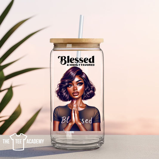 UV DTF Cup Decal - Blessed & Highly Favored