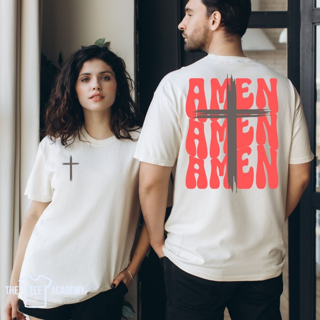 Amen and Cross Set- Matte Clear Film Screen Print Transfer