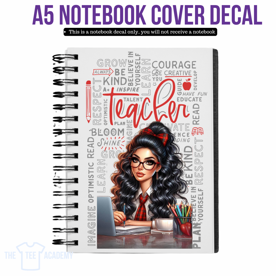 UV DTF Planner Cover Decal - (Red Cursive) Teacher