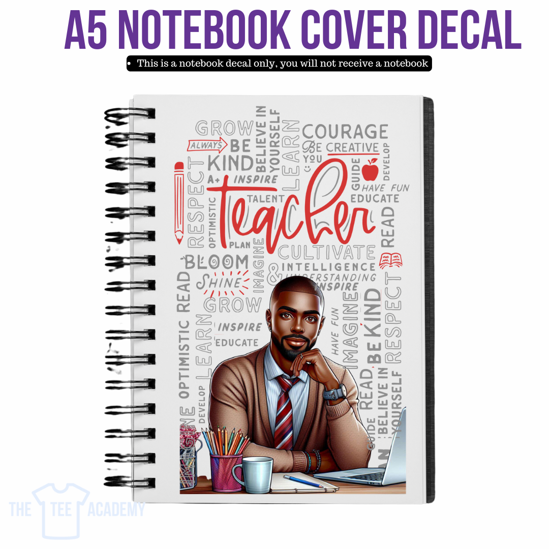 UV DTF Planner Cover Decal - (Red Cursive) Teacher