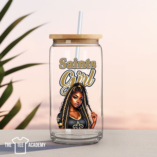 UV DTF Cup Decal- Saints Girl