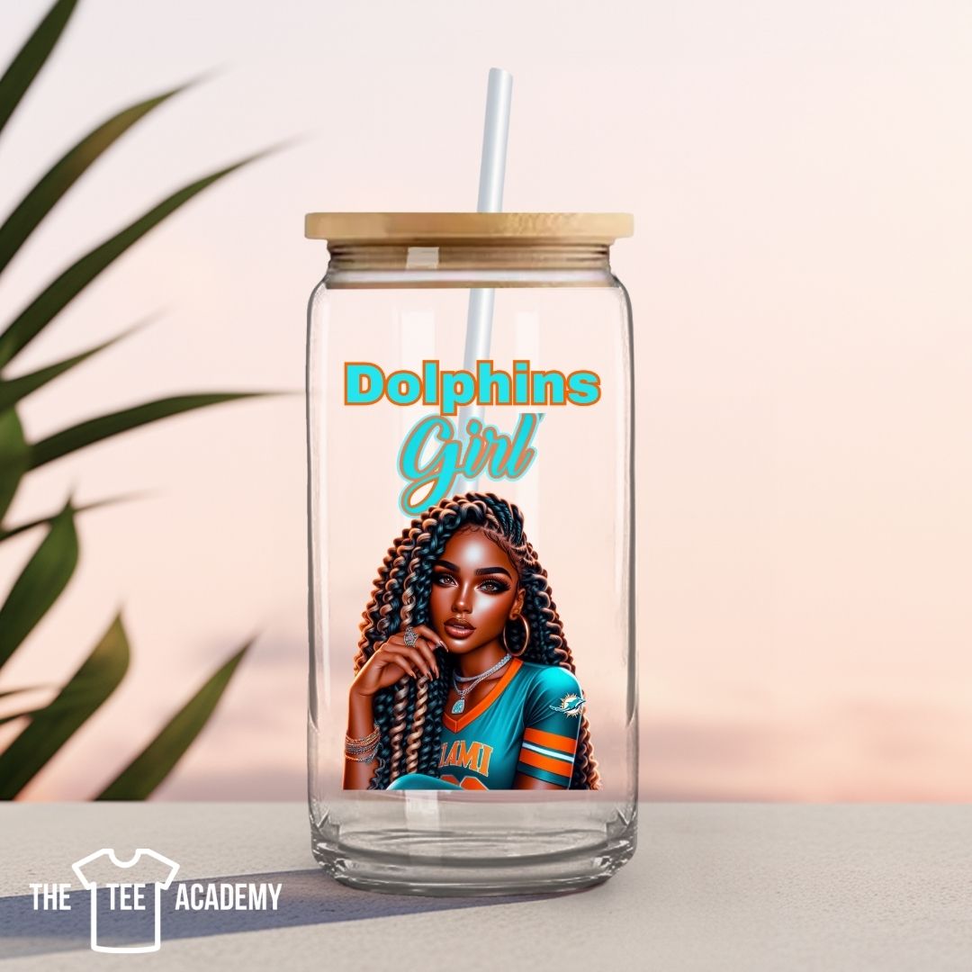 UV DTF Cup Decal- Dolphins Girl