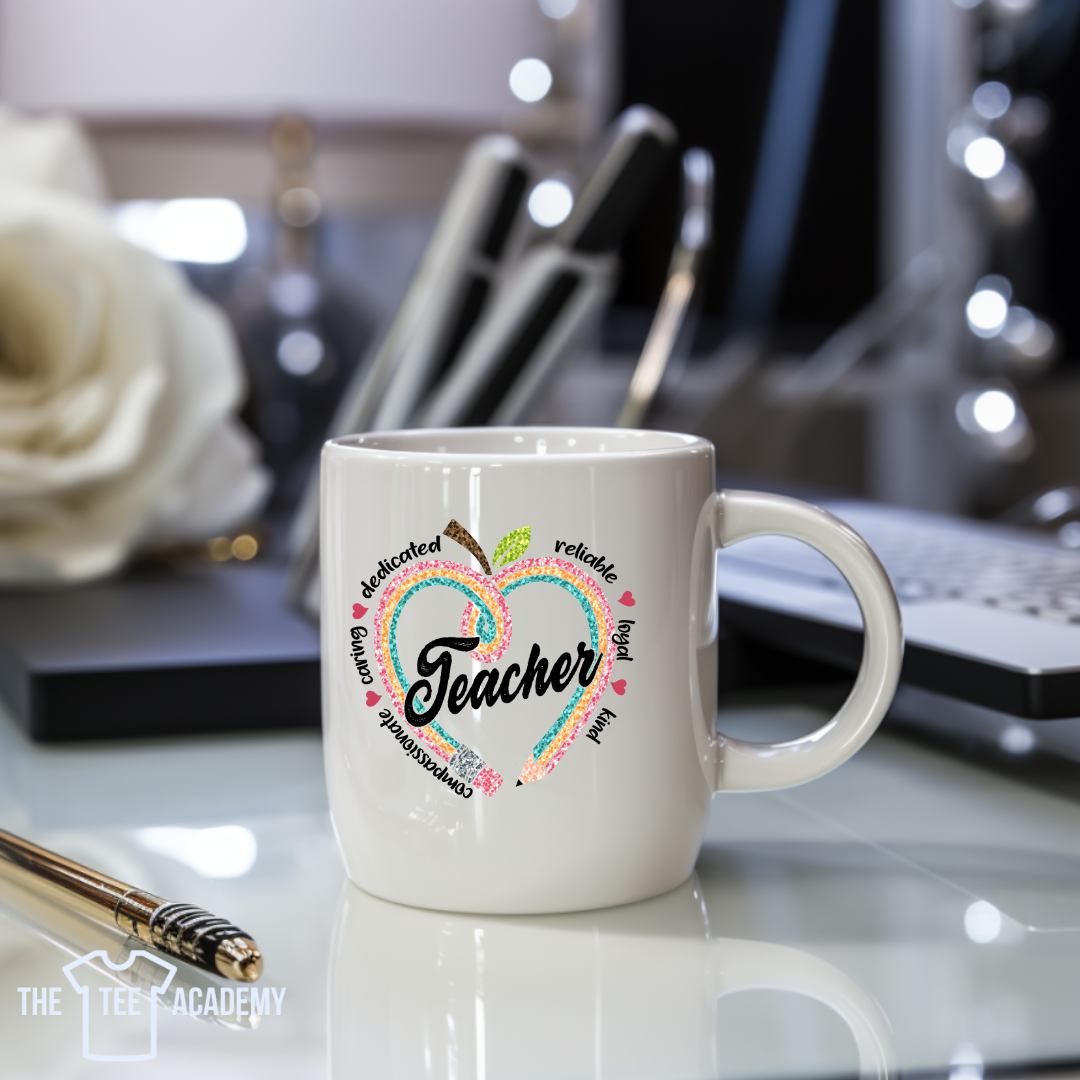 Glitter Apple Pencil Teacher-UV DTF Cup Decal