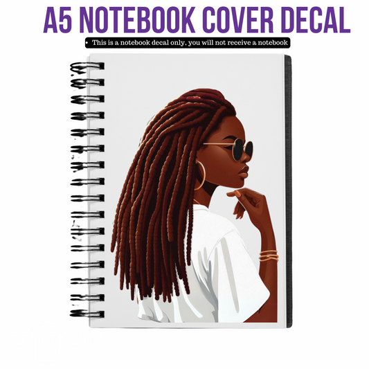 UV DTF Planner Cover Decal - (minimalist) Brown Locs and Glasses Baddie