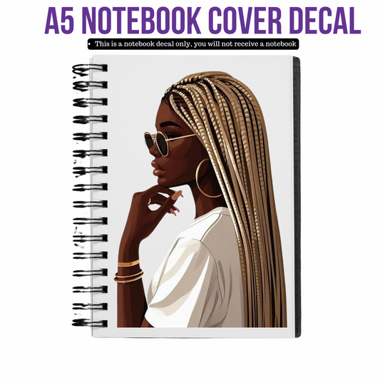 UV DTF Planner Cover Decal - (minimalist) Blonde Braids and Sun Shades